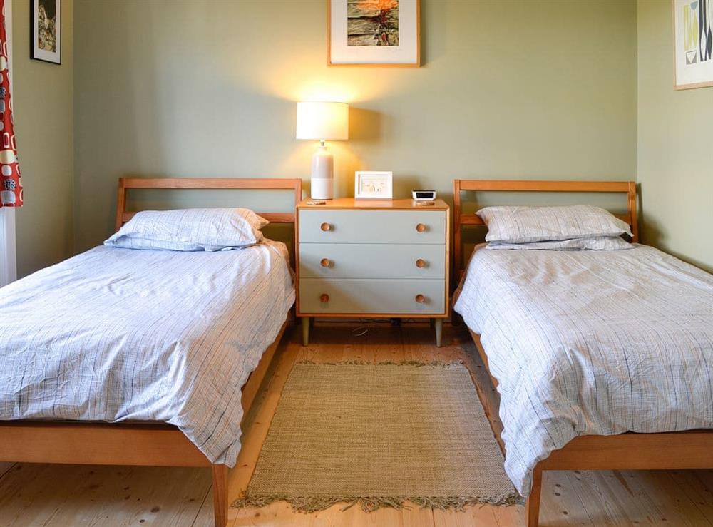 Twin bedroom at Meggerland in Kirkandrews, near Kirkcudbright, Kirkcudbrightshire