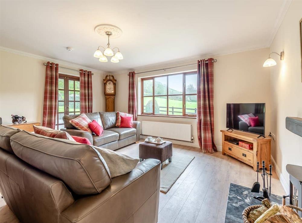Living room at Melancroft in Llanfihangel Nant Melan, near Presteigne, Powys