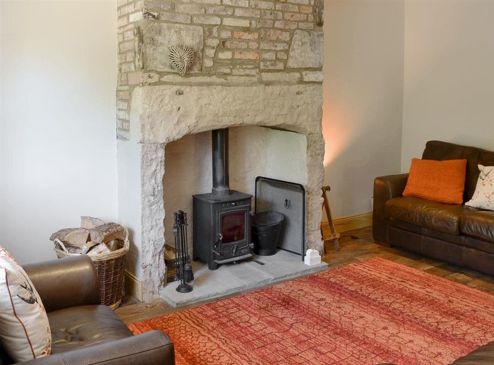 Delightful living room with cosy wood burner at Melandra in Belford, near Alnwick, Northumberland
