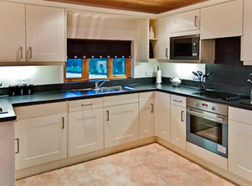 Kitchen at Melbury Chalet in West Stour, near Gillingham, Dorset