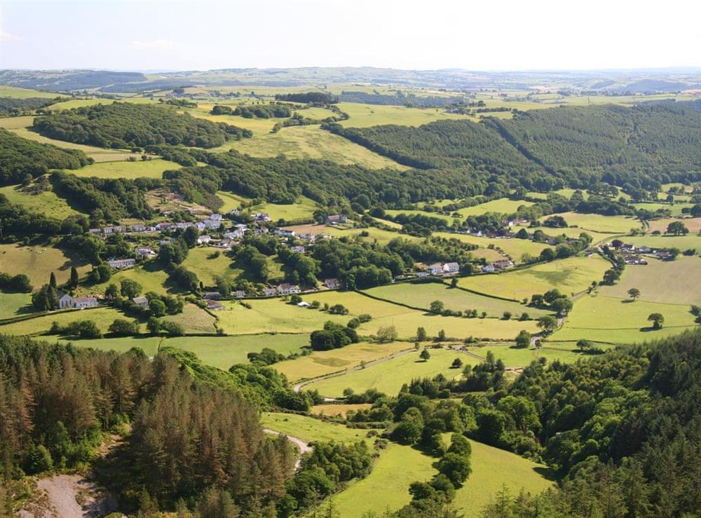 View of the valley with Aberystwyth in the distance at Melindwr in Hen Goginan, near Aberystwyth, Dyfed