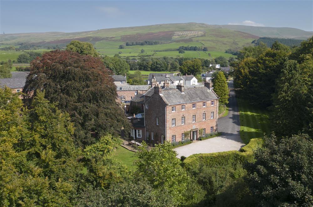 Aerial view of Melmerby Hall, Cumbria, a Grade II listed manor house at Melmerby Hall and Stag Cottage, Melmerby, near Langwathby, Penrith