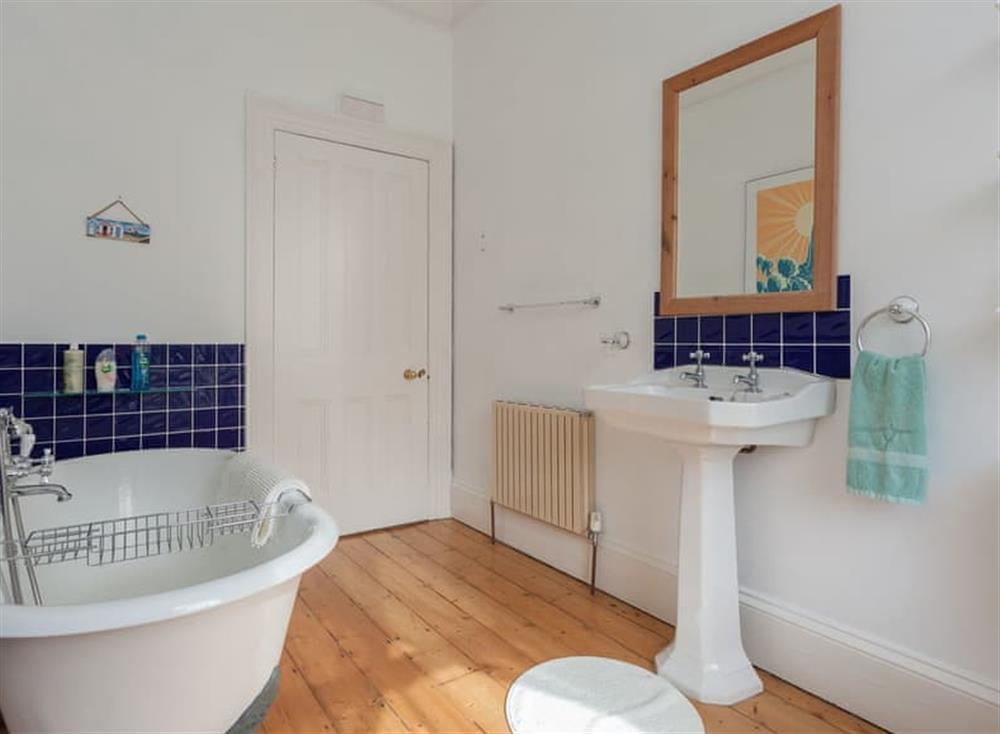 Bathroom with free standing bath at Melville Lodge in Ventnor, Isle of Wight