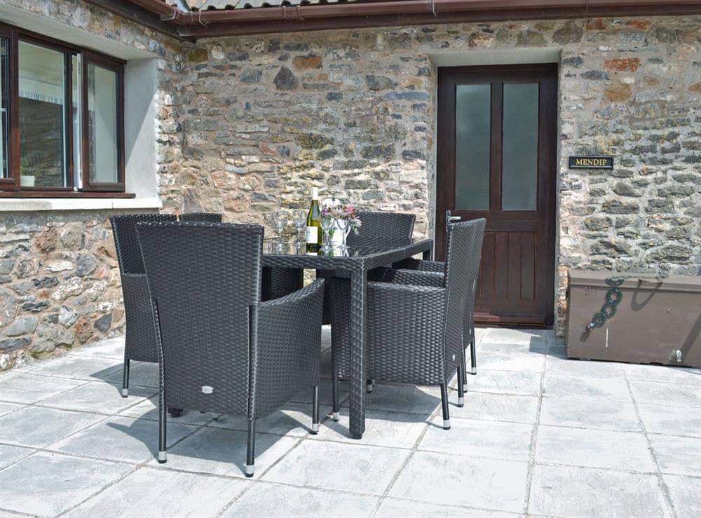 Relaxing sitting-out-area at Mendip in Priddy, near Wells, Somerset