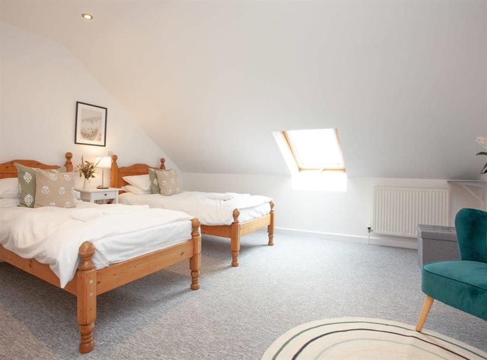 Twin bedroom at Mendip in Witham Friary, Frome, Somerset., Great Britain