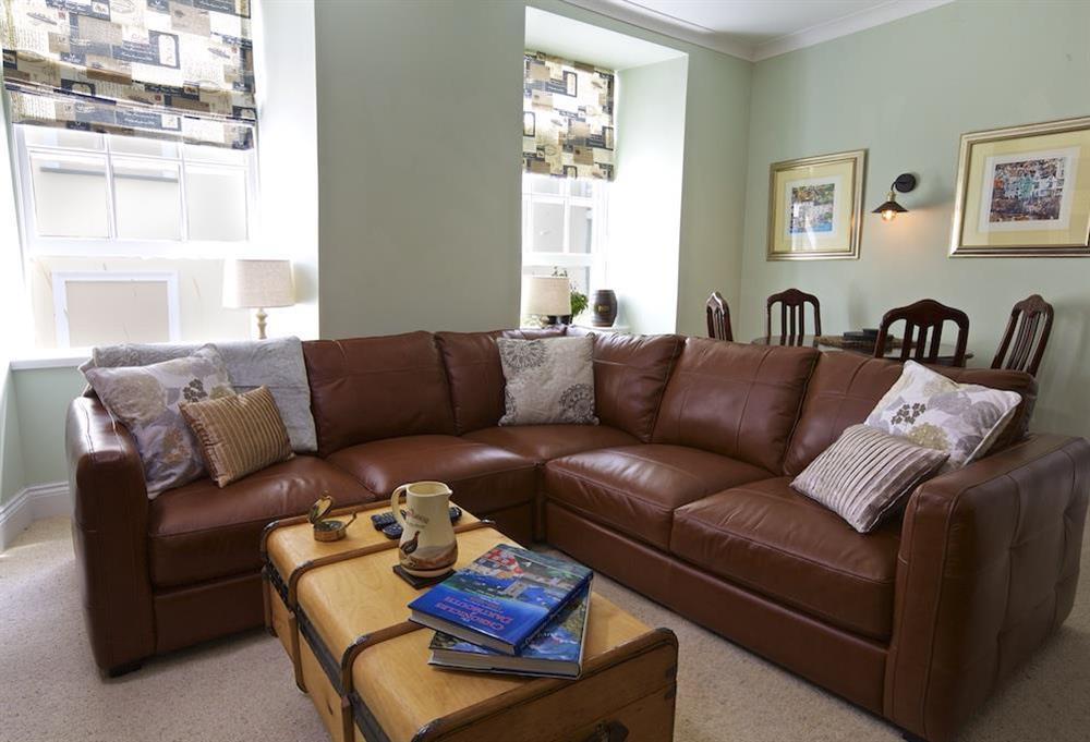 Very comfortable lounge with L-shaped leather sofa at Merchants Haven in , Dartmouth