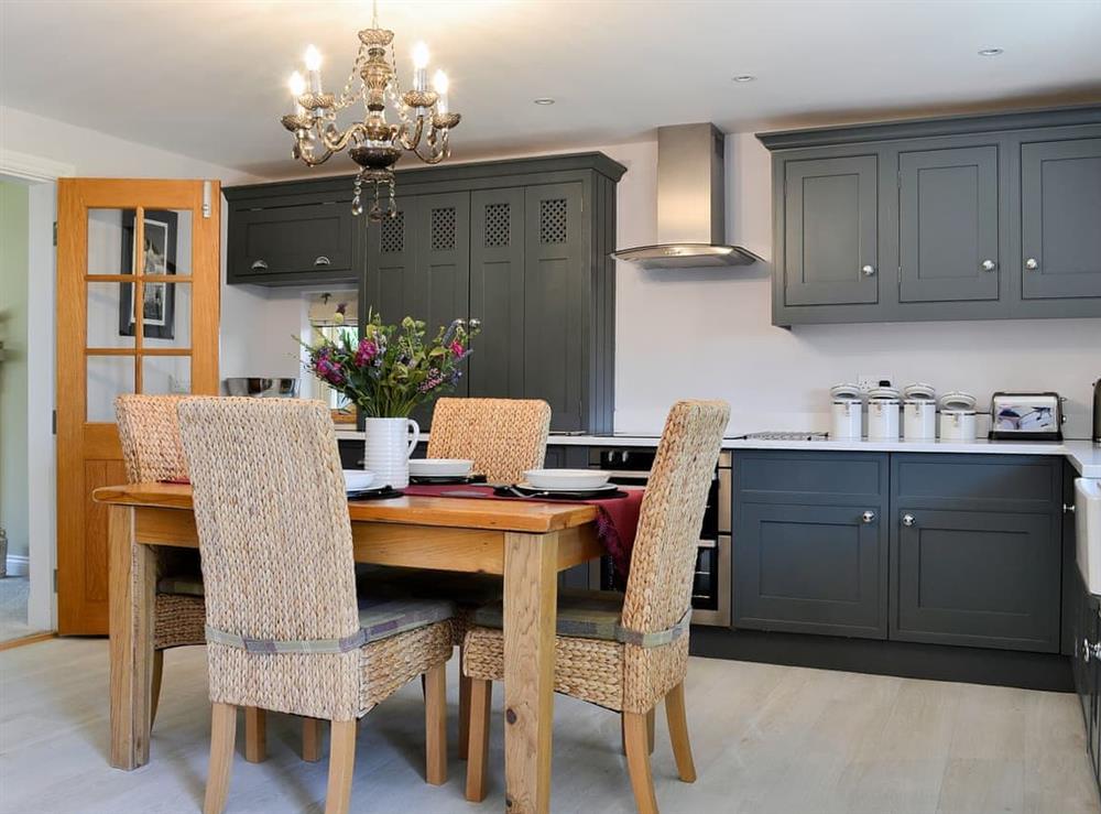Bespoke hand built kitchen and dining area at Graydon Cottage, 