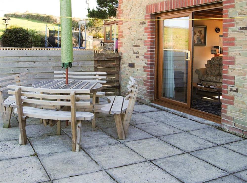 Lovely private paved patio area at Merlin View in St Mawgan, near Newquay, Cornwall