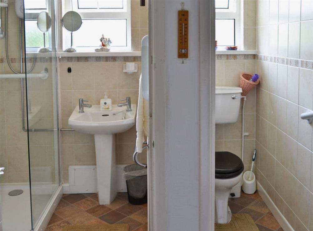 Shower room with separate toilet at Merriview in Balwest, near Marazion, Cornwall