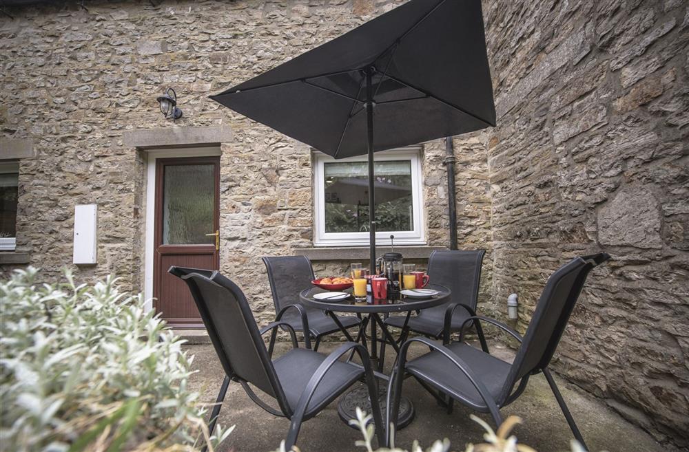 Outside seating area with patio  at Middehus, Leyburn, North Yorkshire