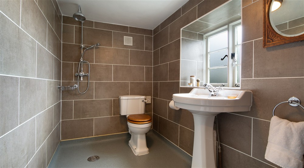 The wet room on the ground floor of Middlebere Farmhouse, Dorset at Middlebere Farmhouse in Isle Of Purbeck, Dorset