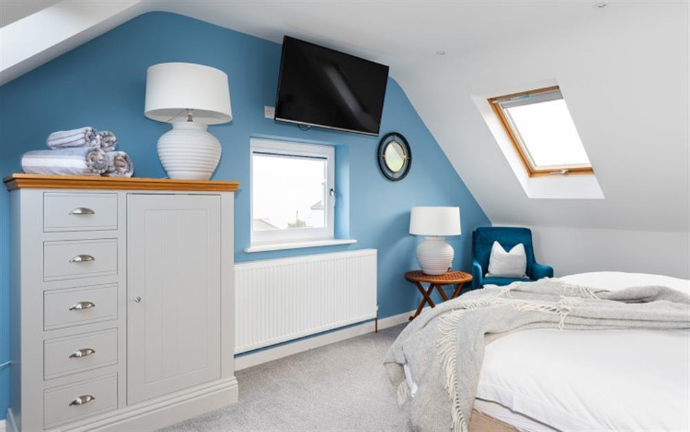 Another view of the beautiful master bedroom. at Middlecombe Lodge in Beesands