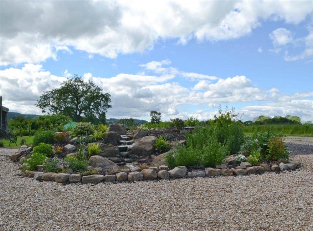Garden rock feature at Mill Cottage in Dalton near Richmond, North Yorkshire