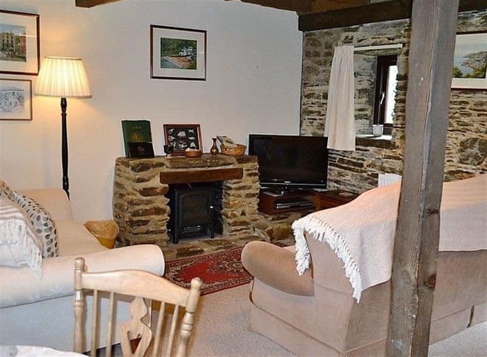 Comfortable living area at Mill Cottage in Fowey, Cornwall