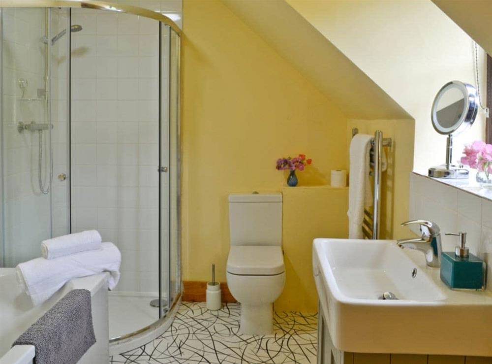Bathroom with separate shower at Mill Cottage in Peterchurch, near Hay-on-Wye, Herefordshire