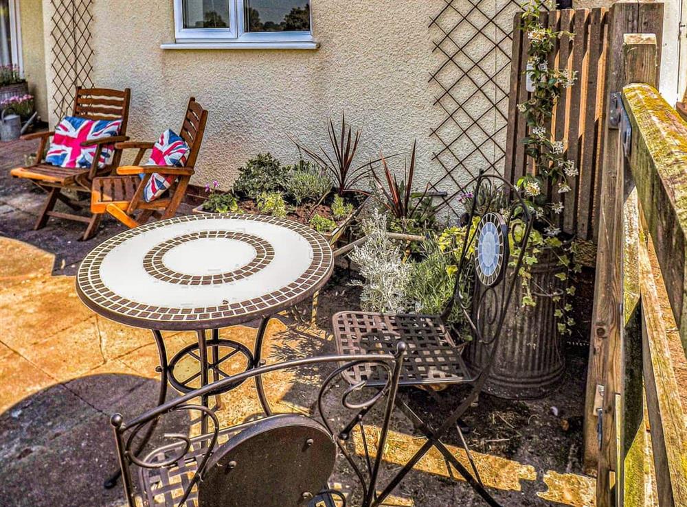 Sitting-out-area at Mill Cottage in South Otterington, near Northallerton, North Yorkshire
