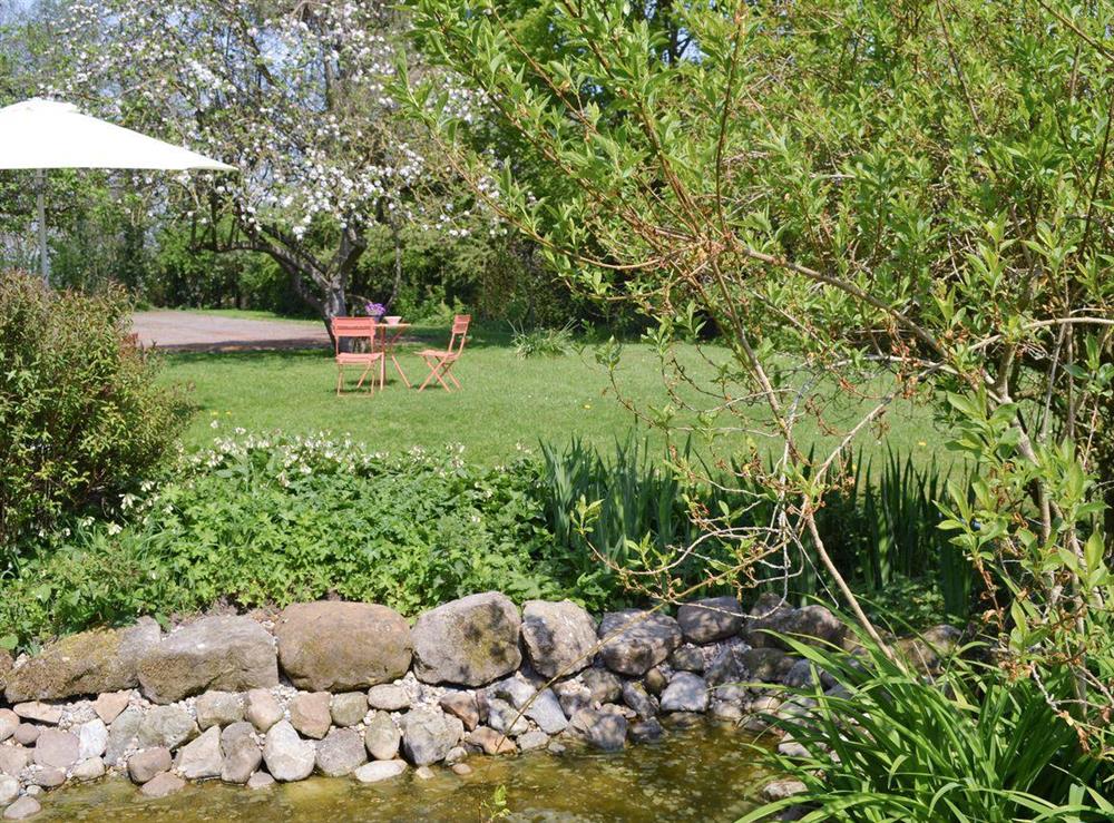 Mature garden at Mill Cottage in Stillington, near York, North Yorkshire