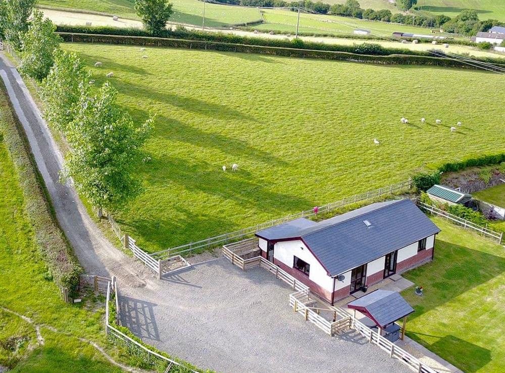 Aerial shot of the property at River Cottage, 