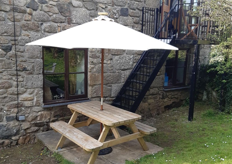 The patio in Mill House Barn at Mill House Barn, Gulval near Penzance