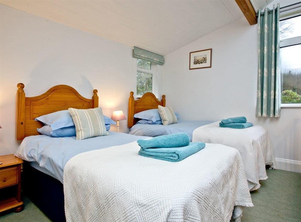 Twin bedroom at Miller’s Thumb in Bow Creek, Nr Totnes, South Devon., Great Britain