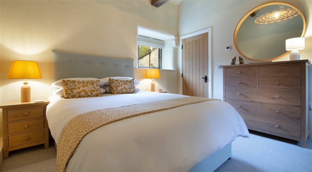 The double bedroom at Millstone Barn in Hope Valley, Derbyshire