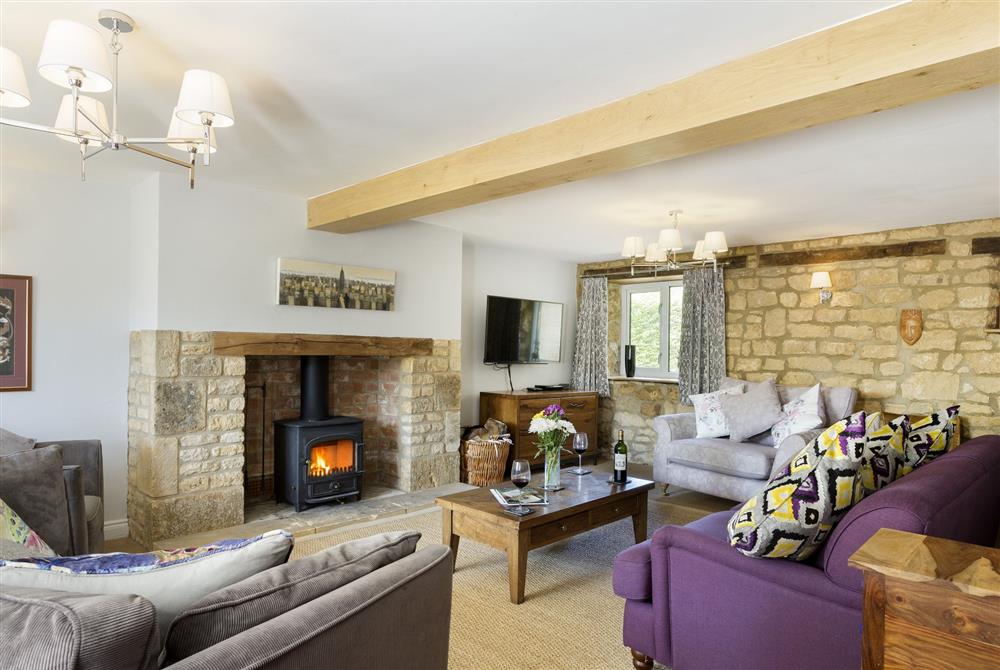 Spacious sitting room with wood burning stove