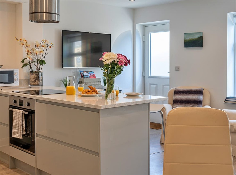 Open plan living space at Millstone Lodge in Saltash, Cornwall