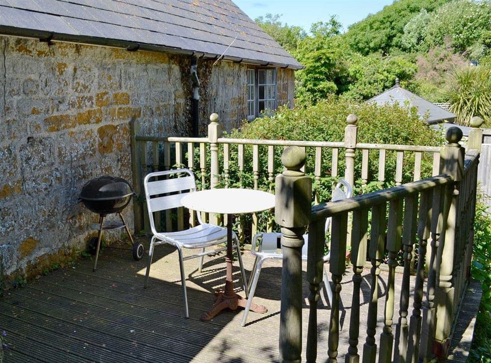Relaxing patio area at Millstones in Seatown, Chideock, Dorset