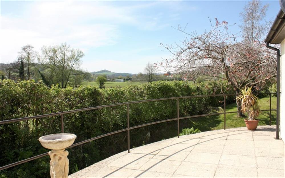 Views over surrounding countryside from terrace at Millstream in Colyton