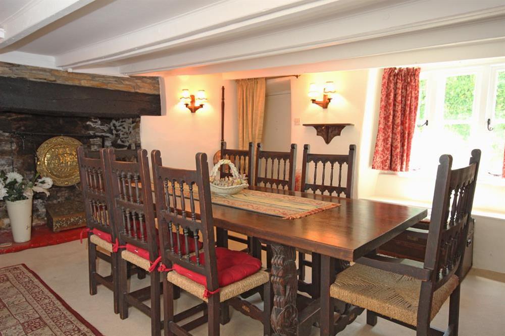 Dining area with seating for up to eight at Milton Cottage in South Milton, Nr Kingsbridge