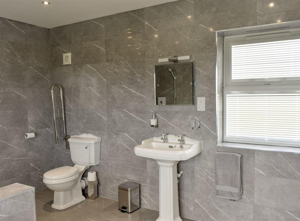 En-suite with grab rails at Miners Meadow in Wheatley Hill, Durham, England