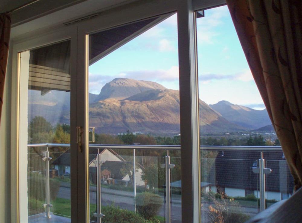 Stunning view of Ben Nevis from the living room at Mirador Apartment in Banavie, near Fort William, Highlands, Inverness-Shire