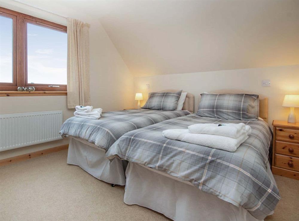 Twin bedroom at Mirodon in Brora, Sutherland