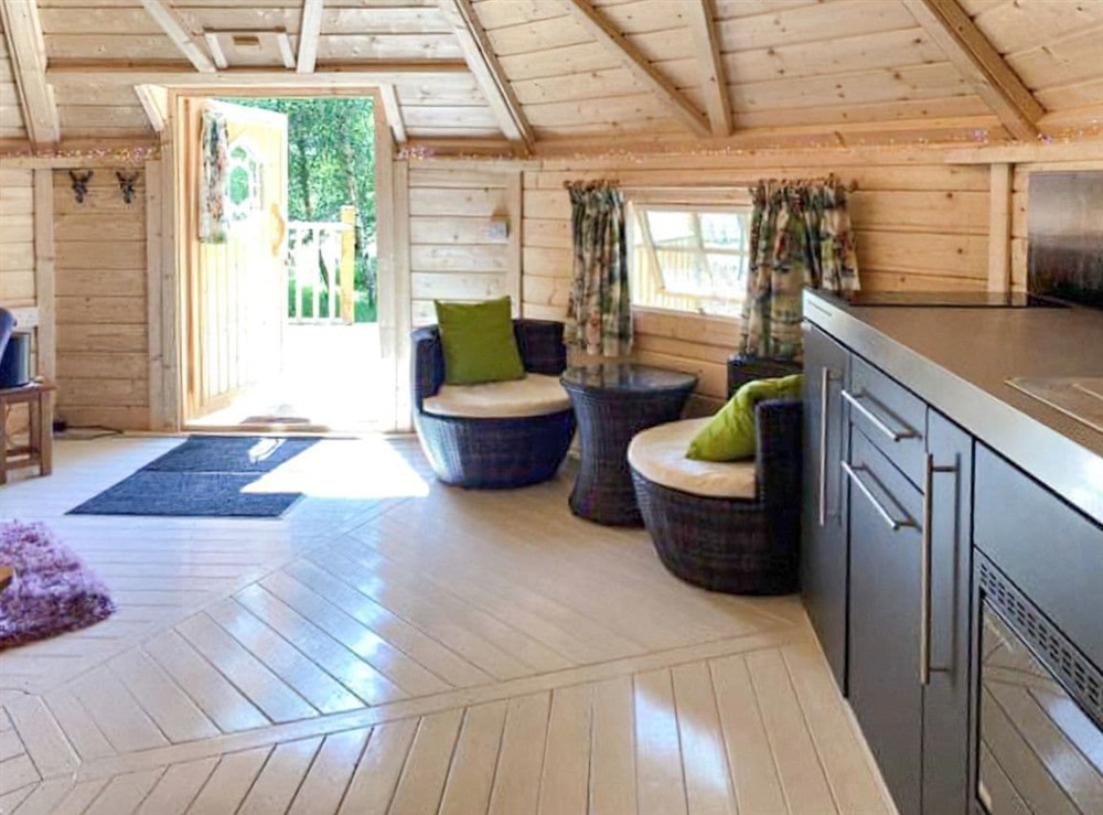 Open plan living space at Mither Tap Lodge in Inverurie, Aberdeenshire