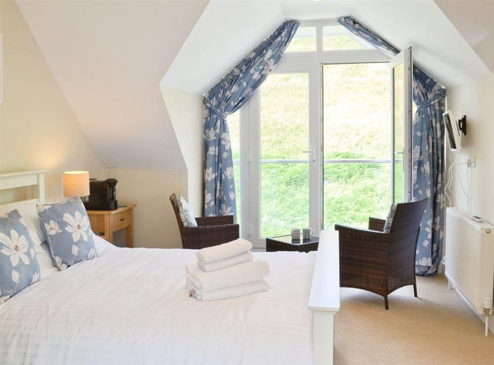 Master bedroom at Moby House in Downderry, Cornwall