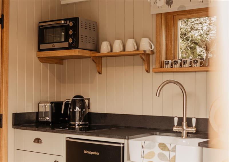 This is the kitchen at Moelfre - Shepherds Hut, Llanbedr