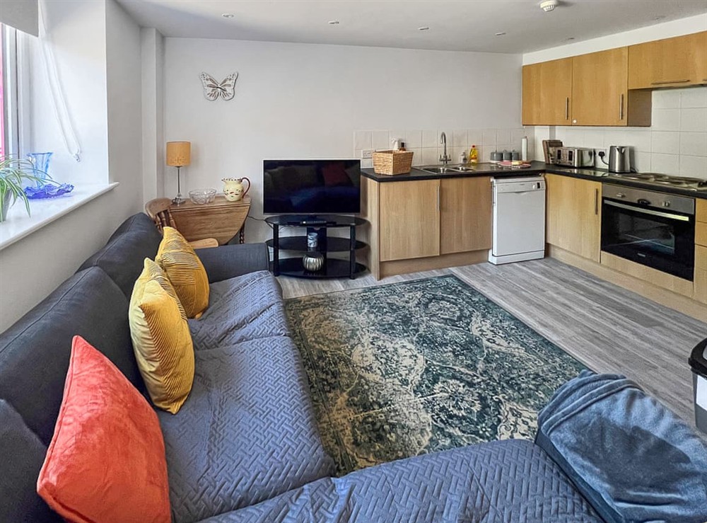 Open plan living space at Moglett Cottage in Fincham, near King’s Lynn, Norfolk