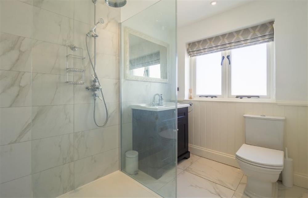 First floor: En-suite shower room to master bedroom, large walk-in shower at Monkey Puzzle Cottage, Snettisham near Kings Lynn