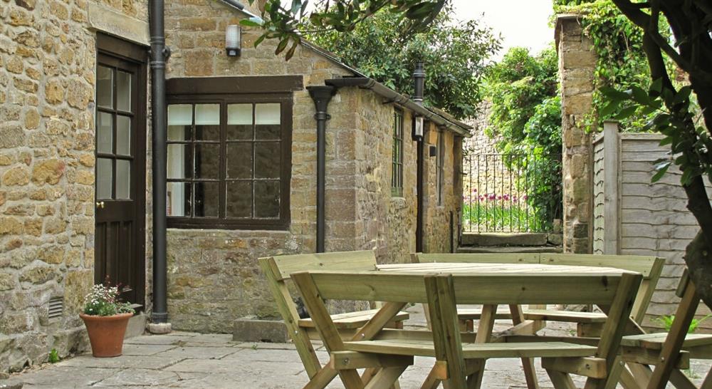 Exterior view of patio at Montacute South Lodge in Montacute, Somerset