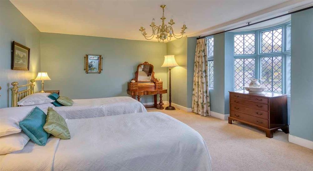 Interior twin bedroom, South Lodge, Somerset at Montacute South Lodge in Montacute, Somerset