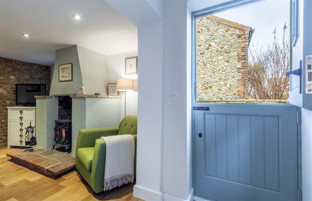 Ground floor: Entrance door into sitting area at Montgomery Cottage, Docking near Kings Lynn