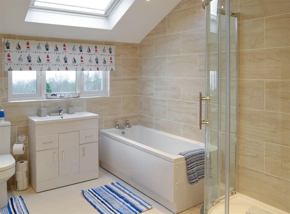 Fabulous bathroom with separate walk-in shower cubicle at Montrose in New Quay, Dyfed