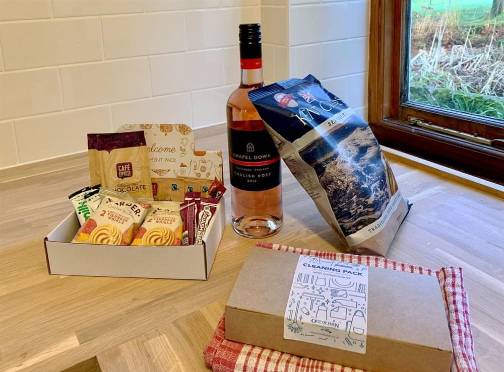 Welcome pack at Moorhen Cottage in Hollingbourne, near Maidstone, England
