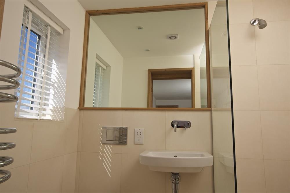 En suite shower room at Moorings in East Portlem'th, Salcombe