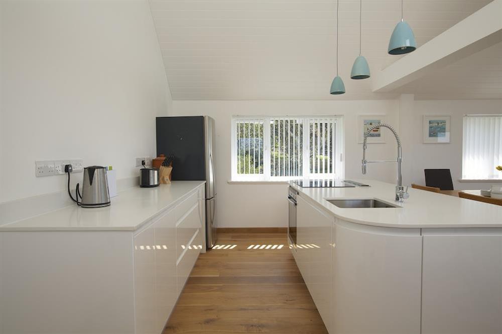 Stylish fitted kitchen at Moorings in East Portlem'th, Salcombe