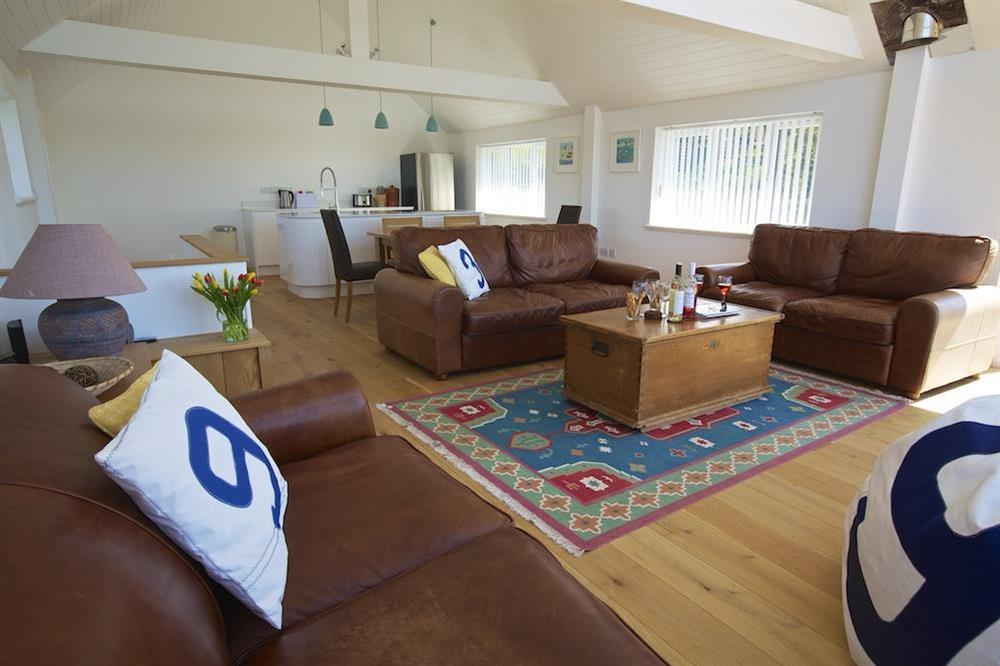 The property has a large open plan lounge, kitchen and dining room at Moorings in East Portlem'th, Salcombe