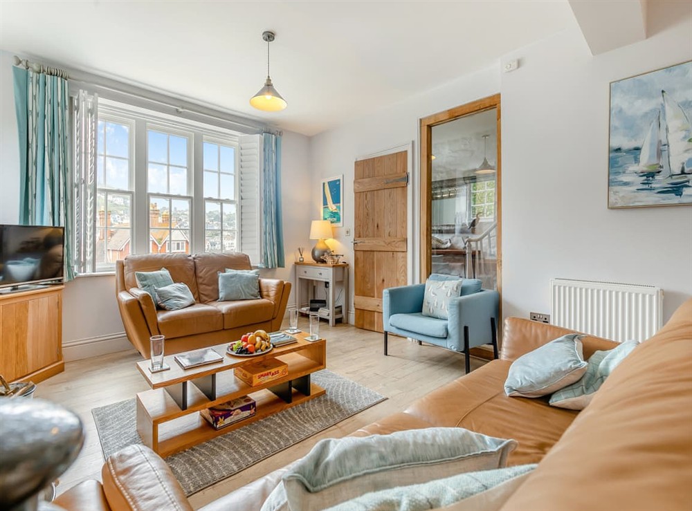 Living area at Morocco House in Kingswear, near Dartmouth, Devon