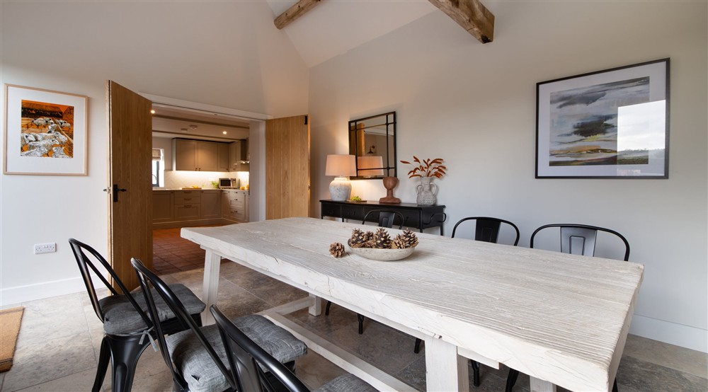 The dining area in the sitting and dining room, Shropshire at Mose Barn in Bridgnorth, Shropshire