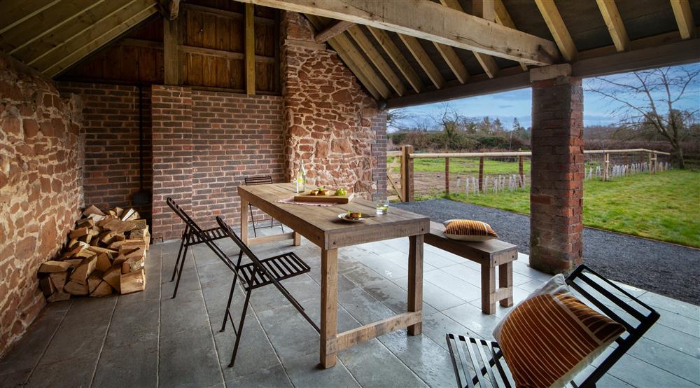 The outdoor dining area at Mose Barn in Bridgnorth, Shropshire