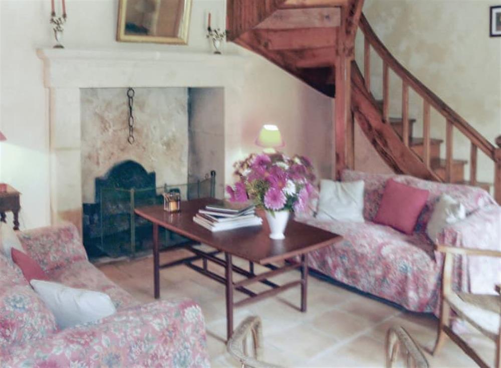 Living area at Moulin de Beneventie in Mouleydier, Dordogne, France